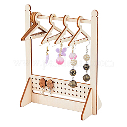 SUPERFINDINGS 1 Set Wooden Hanger Earrings Display Stand with 8Pcs Coat Hangers Cute Jewelry Stand Organizer Earring Rack Holder Ear Studs Display Rack for Retail Show Personal Exhibition, 12x6x15cm