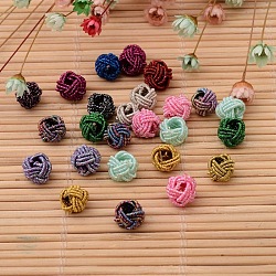 Handmade Cord Woven Beads, Round, Mixed Color, 8x6.5mm, Hole: 4mm
