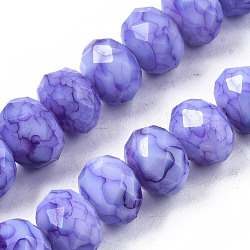 Cuisson opaque de perles de verre peintes, pierres d'imitation, facette, rondelle, bleu ardoise moyen, 13~14x10mm, Trou: 1mm, Environ 33 pcs/chapelet, 13.19 pouce ~ 13.78 pouces (33.5~35 cm)