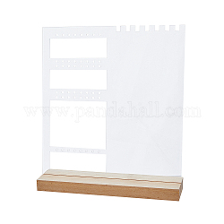 Vertical Transparent Acrylic Jewelry Display Stands, with Wooden Base, for Necklaces, Earrings Storage, Rectangle, Clear, Finished Product: 5x18x20.5cm