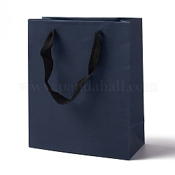 Bolsas de papel kraft, con asas de cinta, bolsas de regalo, bolsas de compra, Rectángulo, azul de Prusia, 22.7x19x8.7 cm; pliegue: 22.7x19x0.4cm
