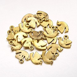 Legierungscharme, Taube des Friedens, Antik Golden, 16x13x1.5 mm, Bohrung: 2 mm
