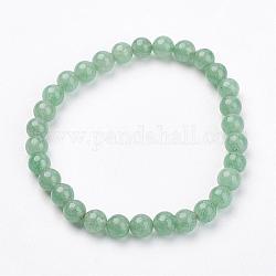 Природный зеленый авантюрин стрейч браслеты, круглые, 49 мм (1-7/8 дюйма), бусины : 6.5 мм