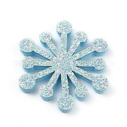 Fiocco di neve feltro tessuto tema natale decorare, con polvere d'oro scintillio, per i bambini fare clip per capelli fai da te, azzurro, 3.4x3x0.25cm