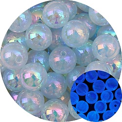 Perla acrilica luminosa, tondo, cielo blu, 12mm, 5pcs/scatola
