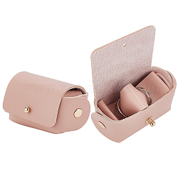 Мешочек для обручальных колец из искусственной кожи, сумки для хранения ювелирных изделий, с пуговицами светло-золотистого цвета, розовые, 4.5x6.8x3.7 см