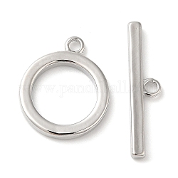 Fermagli in ottone a levetta, anello, Vero platino placcato, Anello: 16x13x2 mm, Foro: 1.6 mm, diametro interno: 9mm, bar: 20.5x4.5x2 mm, Foro: 1.6 mm
