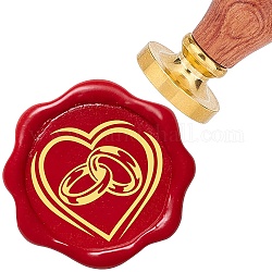 Sceau de cire en laiton avec manche en palissandre, pour scrapbooking diy, motif de coeur, 25mm