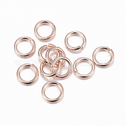 304 кольца прыжок из нержавеющей стали, открытые кольца прыжок, розовое золото , 18 датчик, 6x1 мм, внутренний диаметр: 4 мм