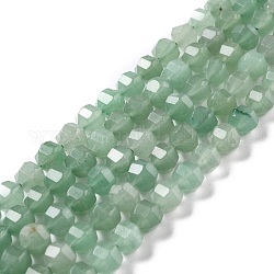 Natural Green Aventurine Beads Strands, Faceted, Lantern, 8x8x8mm, Hole: 1.2mm, about 46pcs/strand, 14.57''(37cm)
