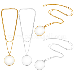 Pandahall Elite 4 шт. 2 цвета плоские круглые ожерелья с увеличительным стеклом для женщин, золотой и серебряный, 36.41 дюйм (92.5 см), 2 шт / цвет