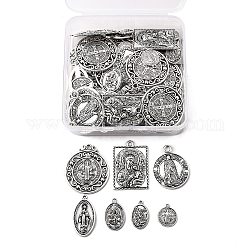 Сплавочные подвески тибетского стиля, разнообразные, античное серебро, 7.4x7.3x2.5 см, 70 шт / коробка