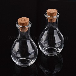 Bouteille en verre de perle conteneurs, avec bouchon en liège, souhaitant bouteille, clair, 4.9x8.8 cm, goulot d'étranglement: 2.2 cm de diamètre, Trou: 15mm, capacité: 55 ml (1.85 oz liq.)