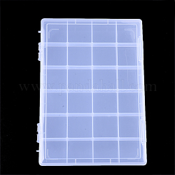 Conteneurs de stockage de perles en plastique, 24 compartiments, rectangle, clair, 28.5x19.5x2.2 cm, compartiment: 44.5x45 mm