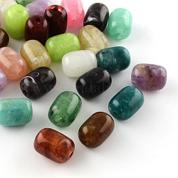 Perles en acryliques d'imitation pierre gemme de colonne, couleur mixte, 20x15mm, Trou: 3mm, environ 150 pcs/500 g