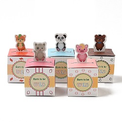 Бумажная подарочная коробка, складные коробки для конфет, декоративная подарочная коробка для свадьбы, Квадрат с рисунком животных, разнообразные, fold: 5x5x8.5cm, развернуть: 14.5x10x0.1 см