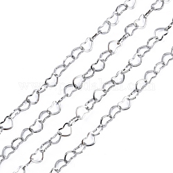 3.28 Feet 304 Stainless Steel Cross Chains, Decorative Heart Chains, Soldered, Stainless Steel Color, 4x0.5mm
