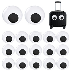 Pandahall elite 12pcs cabochons yeux écarquillés noirs et blancs, avec l'étiquette sur le dos paster, bricolage scrapbooking artisanat jouet accessoires, blanc, 70.5x10mm