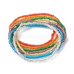 Ensemble de bracelets de cheville en perles de verre bling, bracelets de cheville empilables en perles fines délicates pour femmes, couleur mixte, diamètre intérieur: 2-5/8 pouce (6.6 cm), 7 pièces / kit
