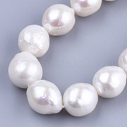 Hebras de cuentas graduadas de perlas keshi de perlas barrocas naturales, perla cultivada de agua dulce, pepitas, color de concha, 10~15x10~13mm, agujero: 0.8 mm, aproximamente 33 pcs / cadena, 15.7 pulgada