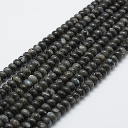 Chapelets de perles en labradorite naturelle , rondelle, 6x4mm, Trou: 1mm, Environ 96~97 pcs/chapelet, 15.3 pouce (39 cm)