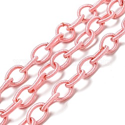 Handgefertigte Kabelschlaufe aus Nylon, Oval, rosa, 8~9x11~13x2 mm, ca. 85 cm / Strang, 33.5 Zoll