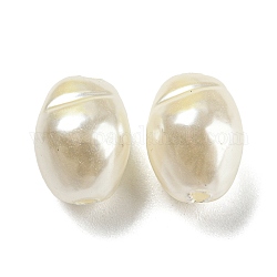Perla de imitación de plástico abs, oval, crema, 13~14x10~11x10~10.5mm, agujero: 1.8 mm, aproximamente 690 unidades / 500 g