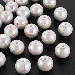 Opake Legierung Perlen, ab Farbe plattiert, Runde, weiß, 16x15 mm, Bohrung: 2.8 mm