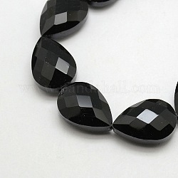 Fili di perline a goccia di cristallo, sfaccettato, nero, 24x17x11mm, Foro: 1 mm, circa 30pcs/filo, 28.3 pollice