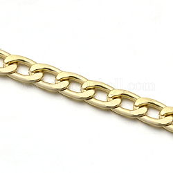 Aluminium Oval Curb Chains, Unwelded, Light Gold Color, 7x4x0.9mm