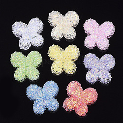 Cabochon in resina epossidica, con paillettes / paillette, farfalla, colore misto, 22x22.5x7.5mm