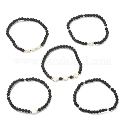Set di braccialetti elasticizzati con perline a forma di stella di perle e perle naturali in stile 5 e 5 pezzi, diametro interno: 1-3/4~1-3/4 pollice (4.3~4.5 cm), 1pcs / style