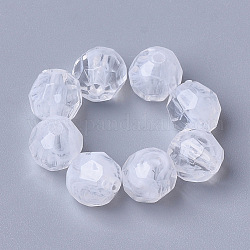 Perles acryliques, pierre d'imitation, facette, ronde, blanc clair, 8mm, trou: 1.8 mm, environ 1900 pcs / 500 g