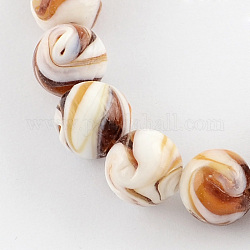 Perles vernissées manuelles, ronde, chocolat, 14mm, Trou: 1~2mm