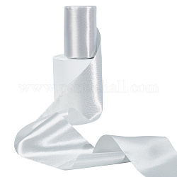 20M Polyester Ribbons, for Wedding Celebration Decoration, Silver, 3-3/4~4 inch(95~100mm), about 21.87 Yards(20m)/Roll