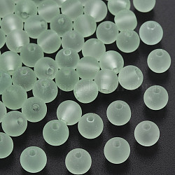 Perline acrilico trasparente, stile gommato, smerigliato, tondo, verde chiaro, 8x7mm, Foro: 1.8 mm, circa 1745pcs/500g