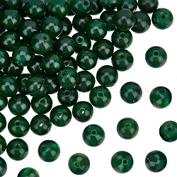 Olycraft 2 brins de perles de jade de Malaisie naturelle brins, ronde, teinte, vert foncé, 8mm, Trou: 1mm, Environ 48 pcs/chapelet, 15 pouce
