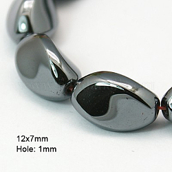 Non magnetici perle ematite sintetico fili, twist, 12x7mm, Foro: 1 mm
