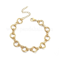 304 pulsera de cadena de eslabones de anillos de acero inoxidable., dorado, 7-3/8 pulgada (18.8 cm)
