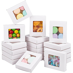 Caja de cartón creativa plegable rectangular, caja de regalo, con ventana, blanco, 10x8x2.05 cm