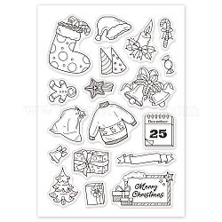Tampons en plastique PVC, pour scrapbooking diy, album photo décoratif, fabrication de cartes, feuilles de timbres, Motif à thème de Noël, 16x11x0.3 cm