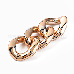 Uv planchas de acrílico anillos de enlace, conectores de enlace rápido, para cadenas de acera fabricación de joyas, ovalada giro, oro rosa, 27x22x10mm, diámetro interior: 15x10 mm