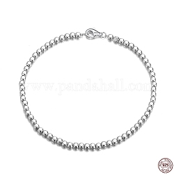 Bracelets chaîne boule en argent sterling rhodié 925, avec tampon s925, Platine plaqué réel, 6-1/2 pouce (16.5 cm)