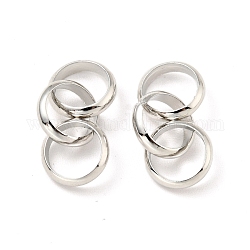 Anelli di anelli di ottone,  cadmio& piombo libero, tre anelli di collegamento, placcato di lunga durata, platino, 20mm, diametro interno: 6.3mm