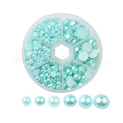 Cabochons de 1 boîte en plastique ABS imitation nacre, demi-rond, turquoise pale, 4~12x2~6mm, environ 690 pcs / boîte