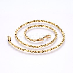 304 in acciaio inossidabile collane a catena corda, con chiusure moschettone, vero placcato oro 18k, 19.7 pollice (50 cm), 3mm