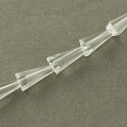 Transparent Glass Beads Strands, Faceted, Cone, White, 10x6x6mm, Hole: 1.2mm, about 47~49pcs/strand, 18.70~19.49 inch(47.5~49.5cm)