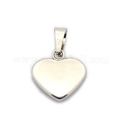 Moda 304 de acero inoxidable colgantes del corazón en blanco, color acero inoxidable, 17x17x3.5mm, agujero: 8x4 mm
