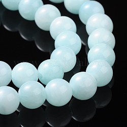 Natürliche Jade Perlen Stränge, Runde, gefärbt, lt.turquoise, ca. 10 mm Durchmesser, Bohrung: 1 mm, ca. 40 Stk. / Strang, 16 Zoll