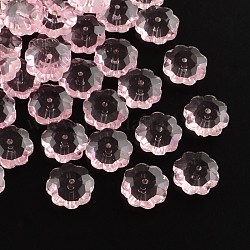Flores de abalorios de vidrio transparente, abalorios de la margarita, facetados, rosa perla, 9.5~10x4mm, agujero: 1 mm